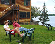 relaxing at Powderhorn lodge cabins Pittsburg NH - click to enlarge view